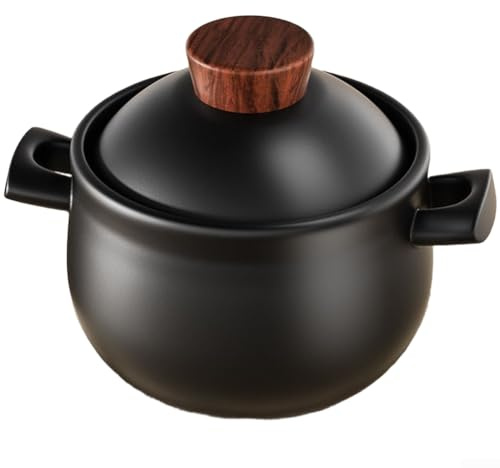 Olla de barro sin esmaltar, 3,6 L, robusta cacerola para sabrosos guisos y sopas, uso de gas