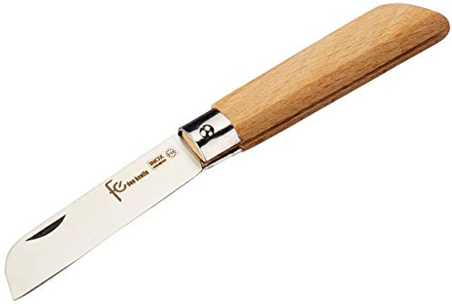 Flores Cortés Couteau avec Manche Droit en hêtre 62 mm sans Pointe, Manche en hêtre Droit