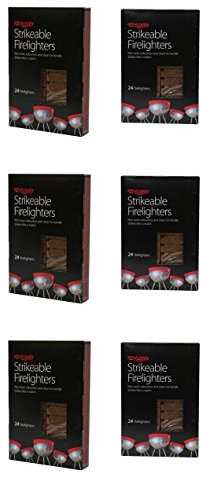Holland Plastics 6 X Bar-Be-Quick 24pk Strikeable Firelighters. Strikes like a match, non toxic, odourless and clean to handle. Ideal for Wood Burners, Barbecues and Chimeneas