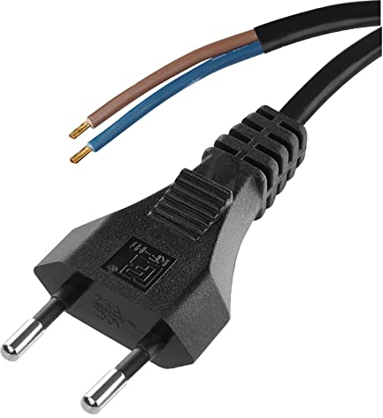 EMOS Euro-Zuleitung 3m, Netzkabel, Anschlusskabel schwarz/Verbindungskabel für Haushaltsgeräte mit Euro-Stecker, 2X 0,75 mm, H03VVH2-F Kunststoffkabel