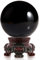 Amlong Crystal Schwarze Kristallkugel mit Ständer aus Redwood Löwe Harz und Geschenkbox für dekorative Kugel, Lensball-Fotografie, Wahrsagung oder Feng Shui und Wahrsagerkugel