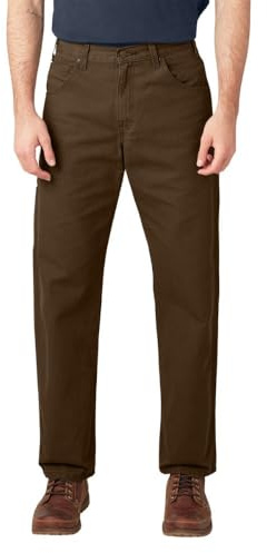 Dickies Men's Relaxed Fit Straight-Leg Duck Carpenter Jean, Brown, 34W x 32L