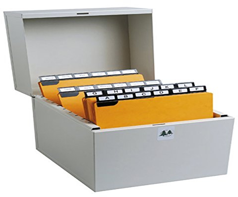 Exacompta 54722E Karteikassette Metalib für bis zu 500 Karteikarten DIN A6 quer Tragegriffe vorne und hinten grau Karteikasten