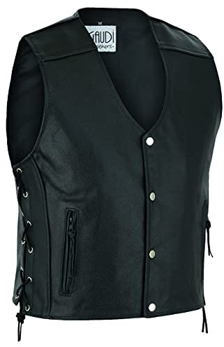 Gaudi-Leathers Motociclista Gilet in pelle Biker Giacca Moto M
