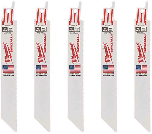Milwaukee 48005184 150mmx18tpi Sawzall Sabre Saw Blade 5pk