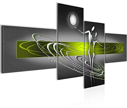 Runa Art Bild Modern Abstrakt Figuren - Made in Germany - Wandbilder Liebespaar Grün Grau 4 Teilig 301242c