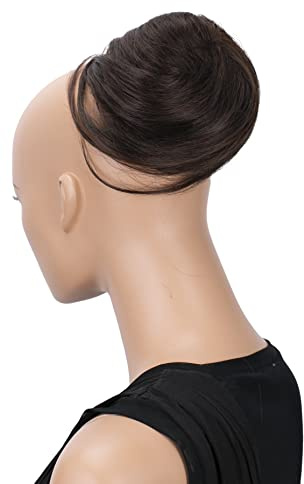 CAISHA Moño Postizo Trenza Hepburn-Bun Coletero Marrón Oscuro DC2