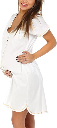 MYSANITY Geburtsshirt aus Baumwolle, Weiß, L Damen