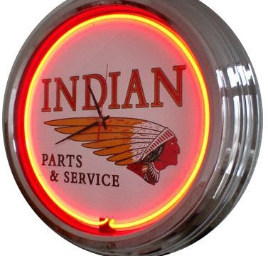 Horloge murale néon Indian Motorcycle Horloge décorative Horloge lumineuse Style rétro des années 50