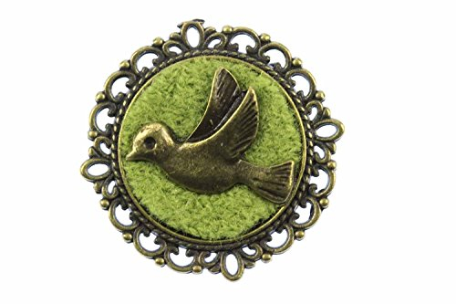 Miniblings Taube Brosche Taubenbrosche Vogel Anstecker Pin Bronze grün - Handmade Modeschmuck I Anstecknadel Button Pins