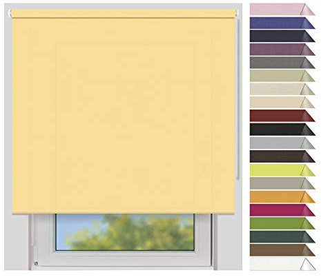 EFIXS Sichtschutzrollo Medium - 25 mm Welle - Breiten: 40-240 cm - Höhen bis 240 cm - Hier: 180 cm x 190 cm (Stoffbreite x Höhe) - gelb (5723) - lichtdurchlässig - Blickdicht