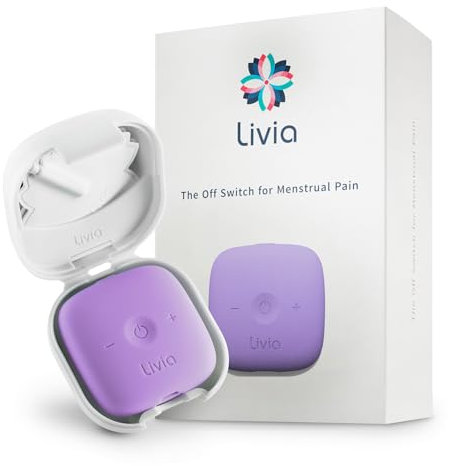 Livia Menstrual Pain Relief Device, Lavender - Period Pain Off Switch - Portable and Travel-Ready with Stick-on Gel Pads for Cramps - Rechargeable, 12-Hour Battery Life - Complete Kit