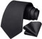 HISDERN Krawatte Schwarz Business Krawatte mit Einstecktuch Hochzeit Party Krawatten Set für Männer Geschenke zum Valentinstag Herren krawatte taschentuch