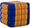livasia Würfelkissen quadratisch - 40x40x40cm - Sitzhocker mit organischem Kapok, Sitzpouf, Lagerungswürfel viereckig, Bodenkissen Hocker Fußbank Fußhocker handgefertigt (Blau/Gelb)
