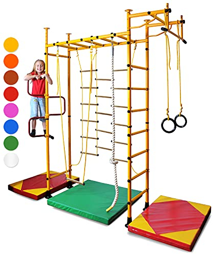 NiroSport Sprossenwand Kinderzimmer M3 aufbau ohne Bohren Kletterwand Turnwand Klettergerüst Kinder Indoor Klimmzugstange