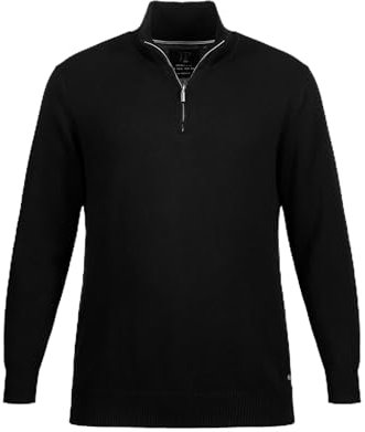 JP 1880 Herren große Größen L-8XL bis 7XL, Troyer aus Strick, Pullover mit Stehkragen, Zipper, Rippbündchen, Reine Baumwolle schwarz XL 716842130-XL