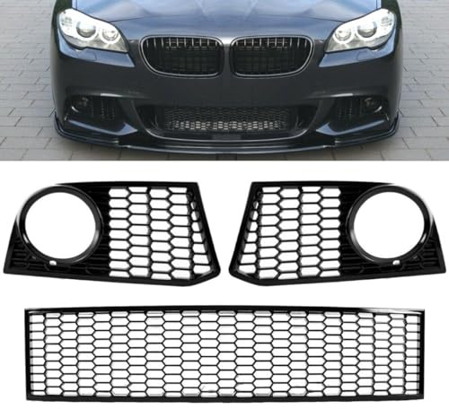 DM Autoteile Set Stoßstangengitter 3-teilig mittig, rechts, links Schwarz Glanz nur für 5er F10 F11 mit M-Paket 10-13