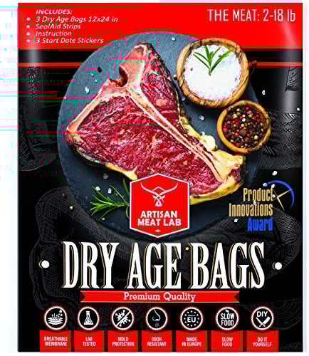 Artisan Meat Lab - Dry Age Bags for Meat, Ribeye, Beef Steak, Sirloin, Brisket, BBQ - Dry Aging Meat at Home Made Easy - 3 Dry Aged Bags 2-18lb 12x24in