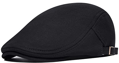 BOTVELA Herren Newsboy Cap Baumwolle Ivy Gatsby Driving Flat Hat, Schwarz , Einheitsgröße