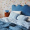 JOWOLLINA XXL Waffelpique Bettüberwurf Plaid Decke Halbleinen Stonewashed (230x240 cm, Blue Stone)