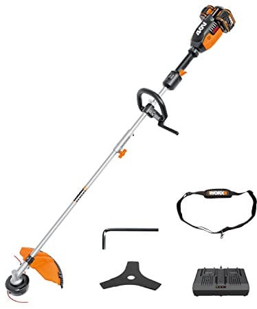 WORX 36V(40V Max) Cordless Grass Trimmer WG186E.1 Blushless Trimmer, 38cm Cutting diameter, 1* Brush Cutter Blade, PowerShare, 2 * 4.0Ah Battery, 1 * 4A dual charger