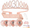 Heyu-Lotus 30th Birthday Sash and Tiara Rose Gold 30 & Fabulous Sash Rhinestone Crown Balloons Birthday Cake Topper for Women 30th Birthday Gift Party Decorations Supplies