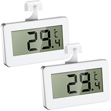 Brifit Thermometer Kühlschrank, 2 Stück Gefrierschrank Thermometer, Kühlschrank Thermometer Mini mit Gut Lesbarem LCD-Anzeige, Frost Alarm, Perfekt für Zuhause, Restaurants, Küche, Bars
