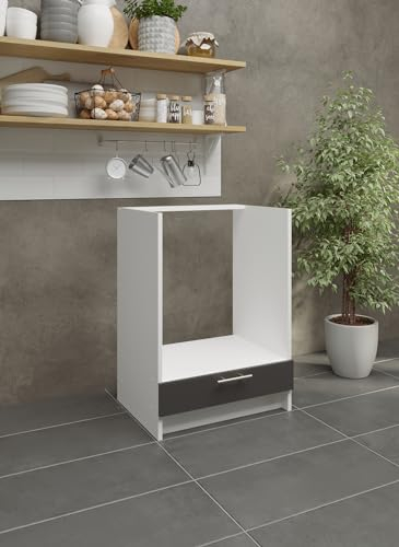 JD Greta Kitchen Base Oven Cabinet – 600mm – Base Kitchen Oven Unit (Without Worktop) - Dark Grey (Anthracite) Matt