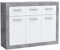 Newroom Kommode Betonoptik Lichtgrau Sideboard Modern - 117,7x91,8x33,8 cm (BxHxT) - Highboard Anrichte - [Hisako.Three] Wohnzimmer Wohnstube Büro