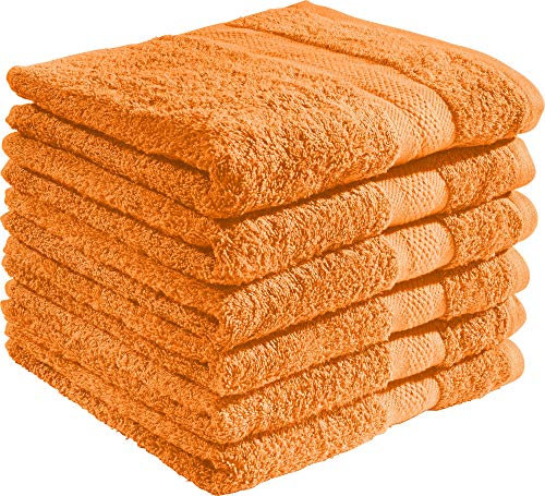 REDBEST Handtuchset, Frottierset 6er-Pack Chicago orange Größe 50x80 cm - saugstark, strapazierfähig, ideal für Reisen, Sport (weitere Farben)