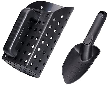 Accesorios para detectores de metales, cucharada de ABS y herramientas de excavación de pala para detectar metales de playa, tamiz de negro