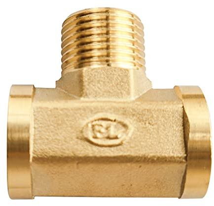 D&DHardware T-Stück Messing 1/2 Zoll Innengewinde, Gewindefitting T-Stück IGxAGxIG für Heizung und Trinkwasseranlage