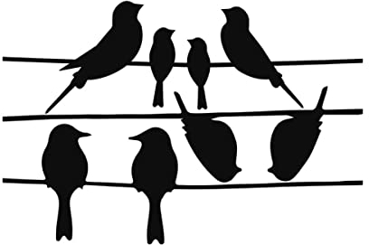 Fensteraufkleber Vögel auf Draht