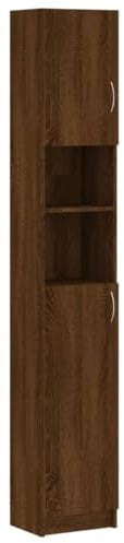 vidaXL Badezimmerschrank, Badschrank mit viel Stauraum, Schrank für Badezimmer, Hochschrank Bad Badmöbel, Braun Eichen-Optik Holzwerkstoff