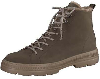 Paul Green Damen Schnürstiefelette mit Warmfutter, Frauen Schnürstiefeletten,Warm gefüttert,uebergangsstiefel,schnürboots,Oliv (Military),39 EU / 6 UK