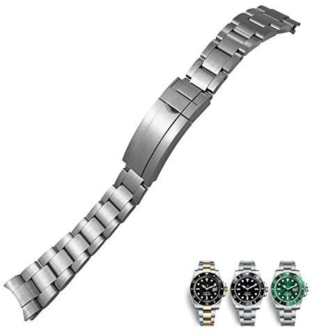 KKFAUS Für Rolex Submariner OYSTERFLEX GMT Uhrenarmband Armband 20mm 904L Edelstahl Glide Faltschließe Uhrenarmband, 20 mm, Achat