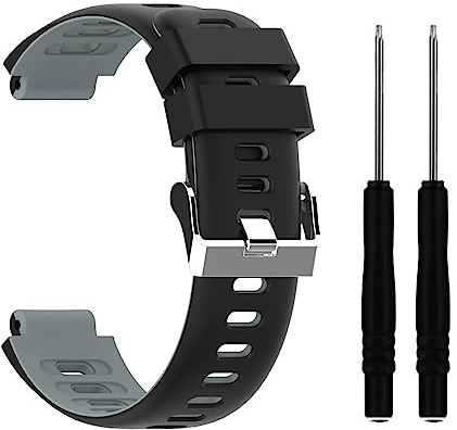 735XT Ersatzbänder für Garmin Forerunner 735XT Armband, Silikonarmband Wasserdichte Sportbänder Kompatibel mit Garmin Forerunner 220 230 235 620 630 Approach S20 S5 S6 Wechselarmband (Schwarz)