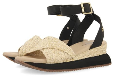 GIOSEPPO Sandalias Deportivas Beige Y Negro con CUÑA para Mujer MEHAMA