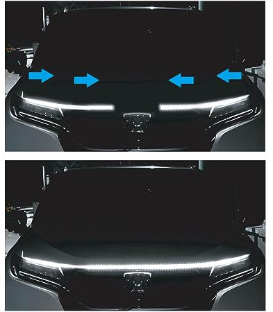 Simoni Racing LHW Externe LED-Autolichter 120 cm, Flexible und wasserdichte LED-Lichtleiste für Motorhaube, Tagfahrlichter, LED-Streifen für Auto, SUV, LKW.