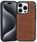 Solo Pelle Lederhülle für das iPhone 15 Pro in 6.1 Zoll Stanford Case Leder Hülle Ledertasche Backcover aus echtem Leder (Camel Braun)