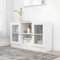 CIADAZ Vitrinenschrank, Vitrine, Wandschrank, Schrank Regal, Glasregal, Glasvitrine Stehend, Eckvitrine, Manga Regal, Hochglanz-Weiß 120x30,5x70 cm Spanplatte