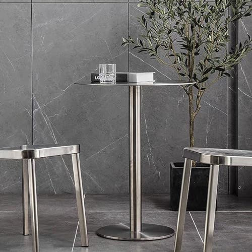 Runder Bartisch, moderner Pub-Tisch, Bartisch in Höhe für Bistro-Café-Balkon | Freistehender Frühstückstisch, Sofa-Beistelltische für Wohnzimmer und Schlafzimmer | Edelstahl ( Size : 50x50x75cm )