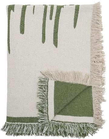 Bloomingville Hochwertige Tagesdecke 160 x 130 cm – Vielseitige Kuscheldecke aus recycelter Baumwolle, ideal als Sofadecke oder für Bett und Garten, kuschelig weich und pflegeleicht (Grün)