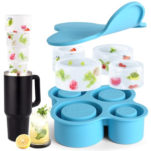 Stanley Ice Cube Tray with Lid - Easy Push & Pop-Out Mold for Cocktails, Whiskey, Coffee, Drinks (Blue)