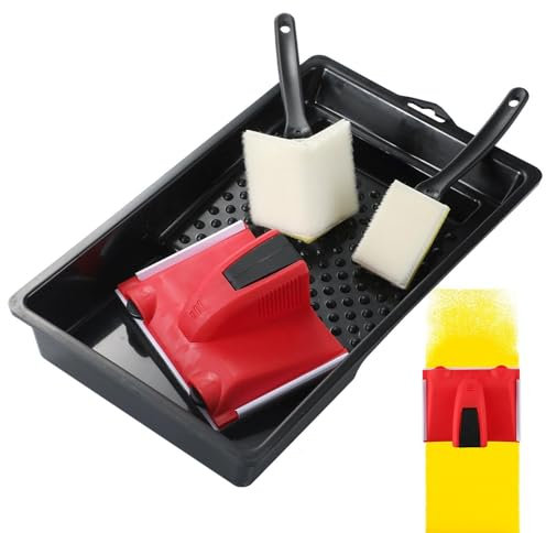 scyca Paint Edger Tool | No Tape Required Edge Paint Brush Corner Edge Painter Tool Cutting in Paint Brush Set Paint Cutting Edge Tool | with Edge Trimmer, 2 Brushes, 1 Paint Tray