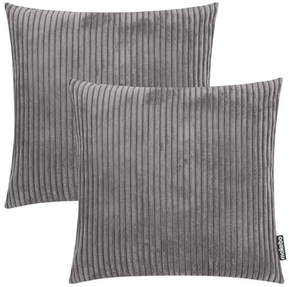 mokebo Dekokissen Set 'Die Kuschelbuddies', 2er-Set Cordkissen 45x45 cm mit Füllung in Anthrazit, auch als Sofakissen, Zierkissen oder Couchkissen mit Cordbezug