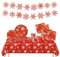 70pcs Christmas Party Red Tableware Set With Red Snowflake Paper Cups Napkins Plates and Snowflake Table Cloth