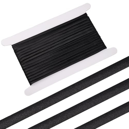 BENECREAT 10m Black Satin Corset Strap, 5mm Wide Corset Back Lace-up Straps Adjustable Wedding Corset Satin Ribbon for Garment Accessories