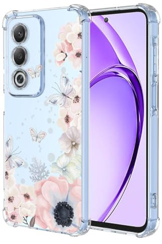 SEAHAI Cover per Oppo A80 5G, Custodia Protettiva Ultra Sottile ed Elegante in Silicone TPU Trasparente, Bello Fiori Colorful Cover Antiurto Case - Camelia