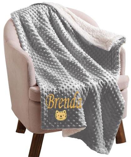 Caixiabeauty Babydecke mit Namen Bestickt,Babydecke Personalisiert,Neugeborenen Geschenk,Babygeschenke zur Geburt Mädchen Junge,Baby Geschenke Geburt(Grau)